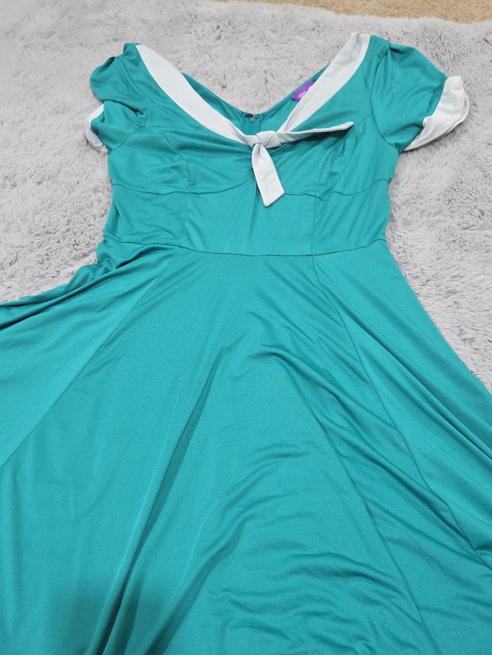 Unique Vintage X GB Teal Sailor-Accent Fit & Flare Dress